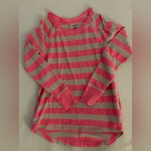 cold shoulder neon pink grey stripe top